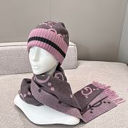 GG Cashmere Scarf & Beanie Black and Gray Pink Cashmere Unisex - 1