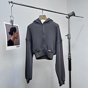 Alexder Wang zipper hooded grey sweatshirt - 1