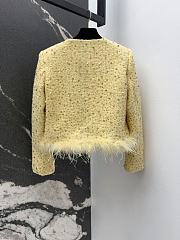 Chanel style woven tweed yellow jacket - 4