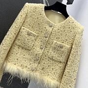 Chanel style woven tweed yellow jacket - 2