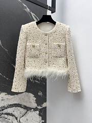 Chanel style woven tweed white jacket - 1