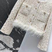 Chanel style woven tweed white jacket - 4