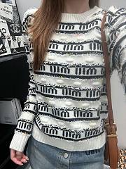 Miumiu white knitted round neck pullover - 1