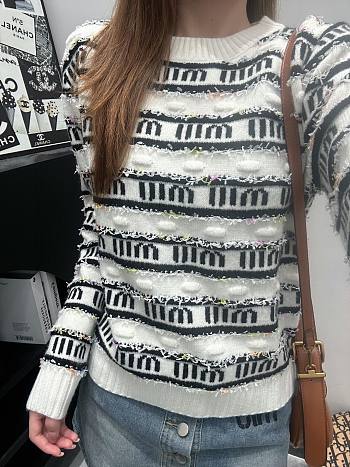 Miumiu white knitted round neck pullover