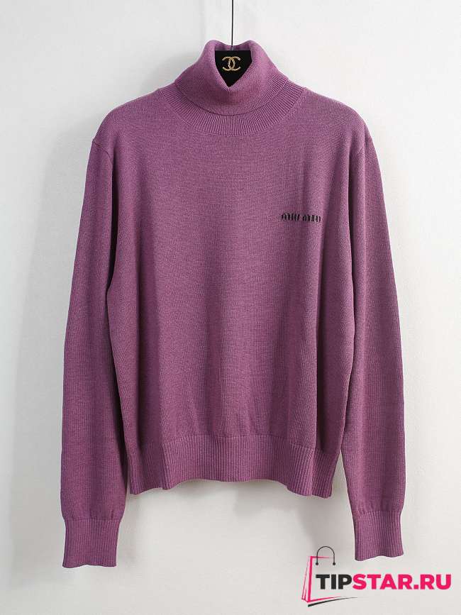 Miu miu high collar purple sweater  - 1