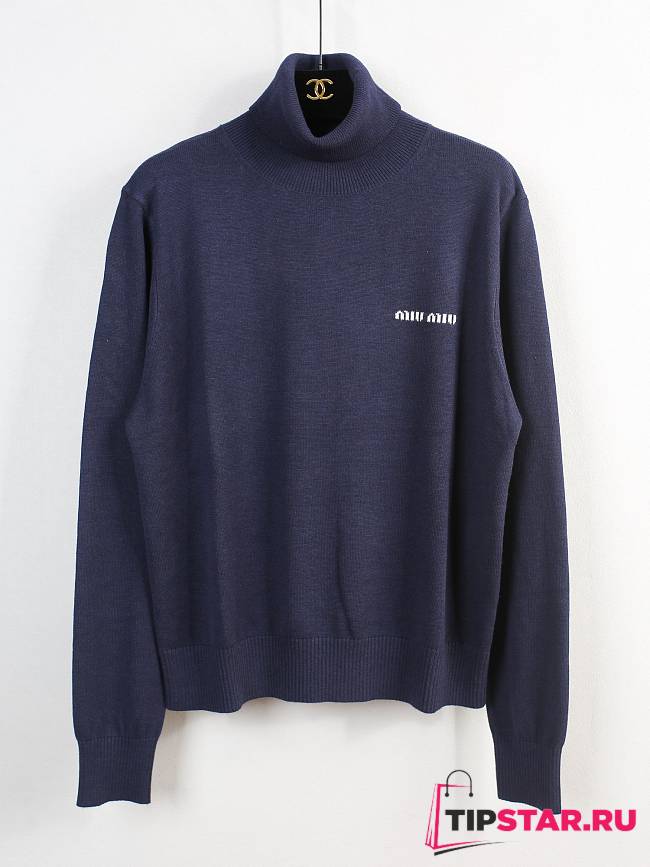 Miu miu high collar navy blue sweater - 1