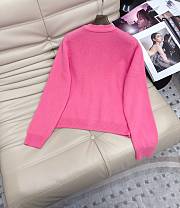 Set simple knitted sweater + high waist trousers two-piece pink suit - 5