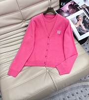 Set simple knitted sweater + high waist trousers two-piece pink suit - 2