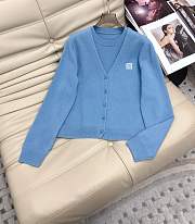 Set simple knitted sweater + high waist trousers two-piece blue suit - 5