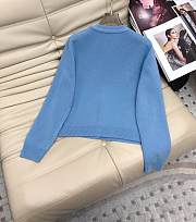 Set simple knitted sweater + high waist trousers two-piece blue suit - 4