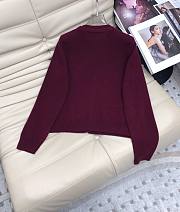 Set simple knitted sweater + high waist trousers two-piece burguady suit - 3