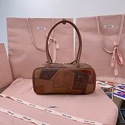 Miu Miu spliced ​​bowling ball brown bag 28X12X9cm - 5