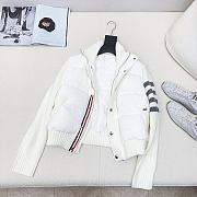 TB white wool splicing down short down jacket - 6