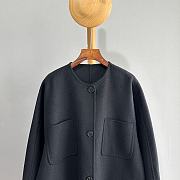 Macmara round neck mid-length water ripple cashmere coat - 4