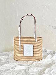 Loewe basket square straw basket white bag 27×20×10cm - 1