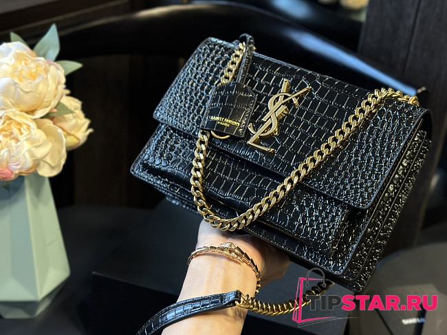 YSL Sunset Crocodile Leather Bag 23-16cm - 1