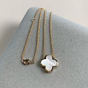 New White Mother-of-Pearl Four-Leaf Clover Necklace Rose Gold  - 1