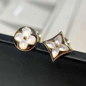 LV Blossom white shell asymmetrical earrings 