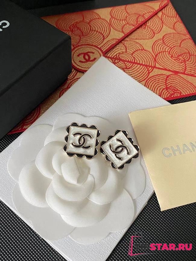 Chanel Black Lace Sugar Cube Earrings - 1