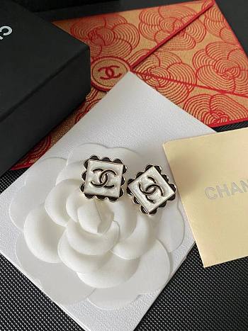 Chanel Black Lace Sugar Cube Earrings