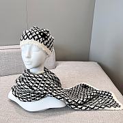 Chanel diamond-patterned cashmere scarf & hat  - 1