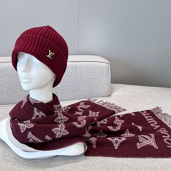 LV Shadow Bordeaux Red Long Scarf 