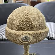 Chanel Korean thick leather lamb wool landlord beige hat - 1