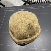 Chanel Korean thick leather lamb wool landlord beige hat - 2