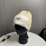 Prada Cuffed Wool Knitted Beige Beanie  - 1