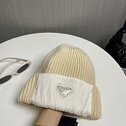 Prada Cuffed Wool Knitted Beige Beanie  - 3