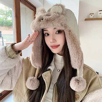 Moncler Northeast plush earmuffs Lei Feng beige hat