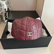 Chanel diamond forward burguady hat  - 6