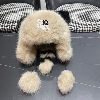 Loewe high imitation mink fur warm beige earmuffs