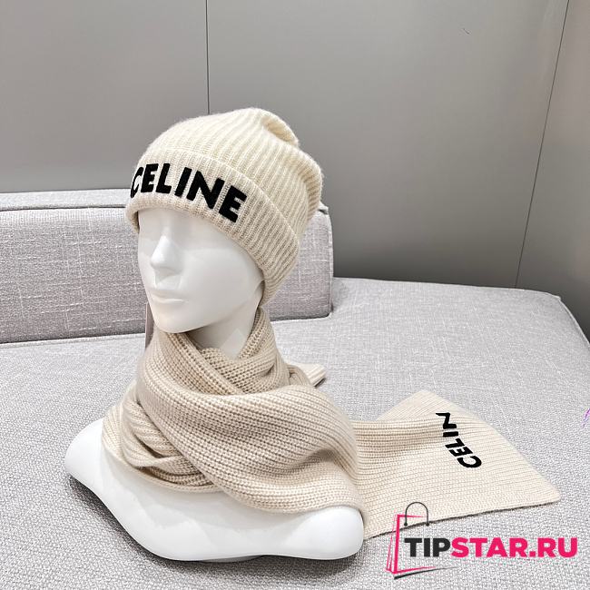 Celine Beanie One Size Small White Scaft - 1