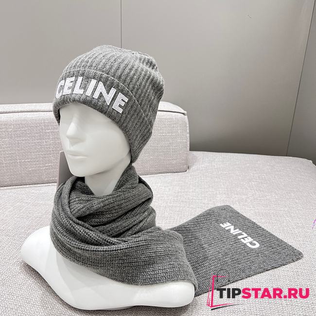 Celine Beanie One Size Small Grey Scaft - 1