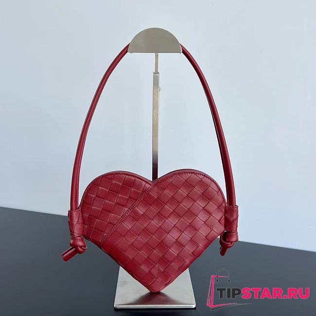 BV Qixi Solstice Heart-shaped Handbag Red 22x18x2CM - 1