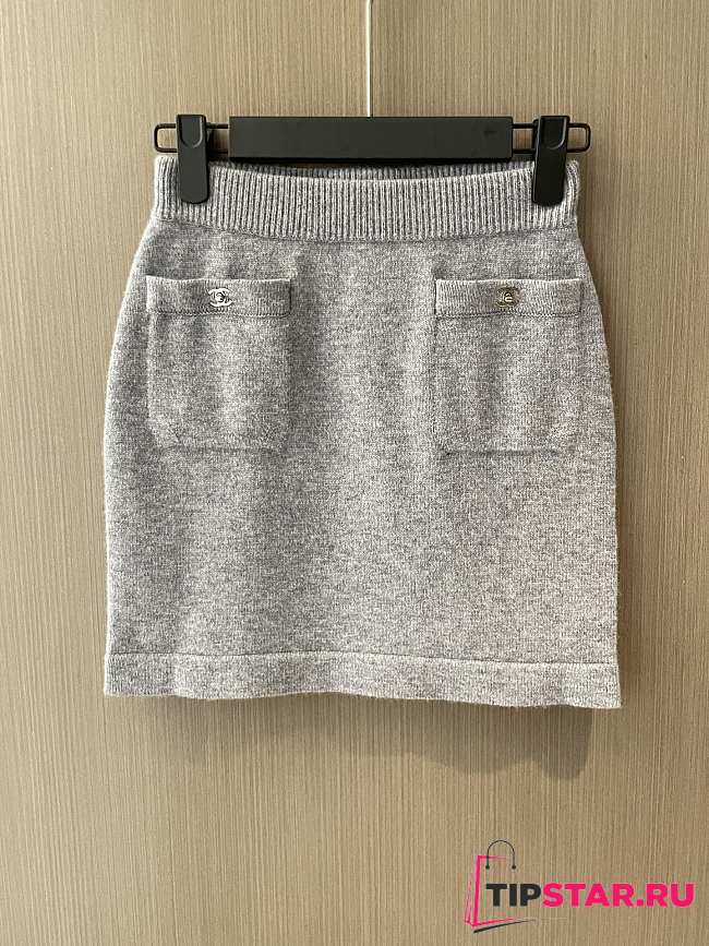 Chanel 24 metal button grey skirt - 1