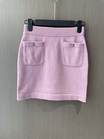 Chanel 24 metal button pink skirt