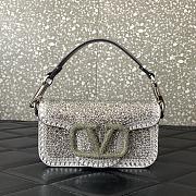 Valentino VLogo Signature small Locò crystal-embellished shoulder bag silver - 1