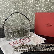 Valentino VLogo Signature small Locò crystal-embellished shoulder bag silver - 2