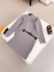 Louis Vuitton 24 Winter Grey Vertical Button Wool Jacket and Skirt Set - 2