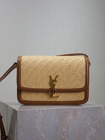 Ysl Solferino Medium Satchel in Raffia and Vegetable-tanned Leather