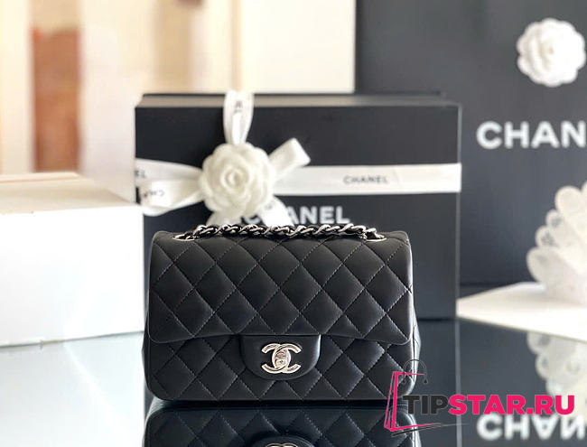 Chanel Classic Mini Flap Bag Lambskin Silver Hardware In Black - 1