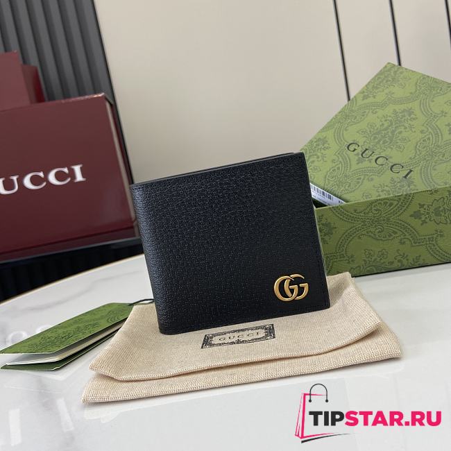 Gucci GG Marmont Wallet In Black Gold Hardware - 1