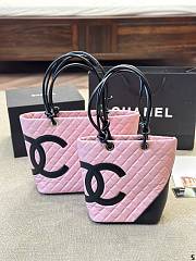 Chanel Cambon Line Shoulder Bag Caviar Skin Pink 30 cm - 5