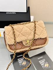 Chanel Mini Flap Bag Beige Shearling and Brown Lambskin - 4