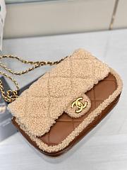 Chanel Mini Flap Bag Beige Shearling and Brown Lambskin - 3