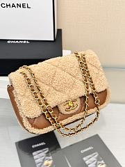 Chanel Mini Flap Bag Beige Shearling and Brown Lambskin - 2