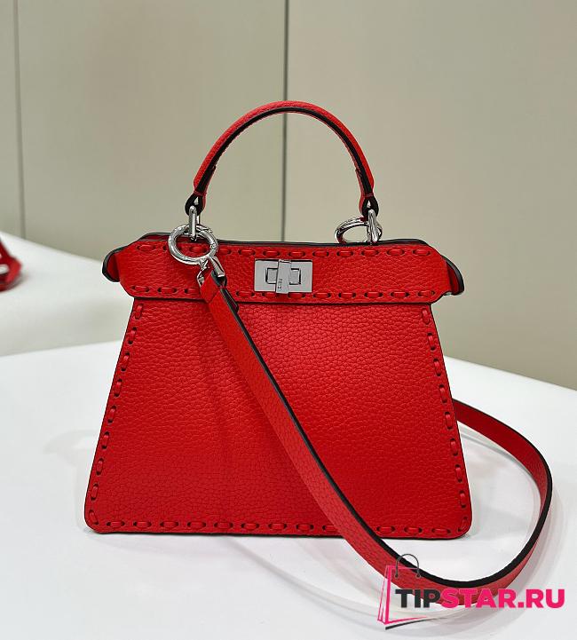 Fendi Peekaboo ISeeU Petite Red Selleria bag with 306 hand-sewn topstitches - 1