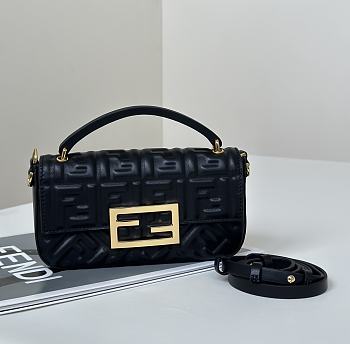 Fendi Baguette Mini Brown FF jacquard black bag